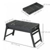 Outsunny Portable Charcoal Grill with Pull-Out Charcoal Basin, Folding Tabletop Barbecue, Compact Camping BBQ, Galvanised Metal, Black