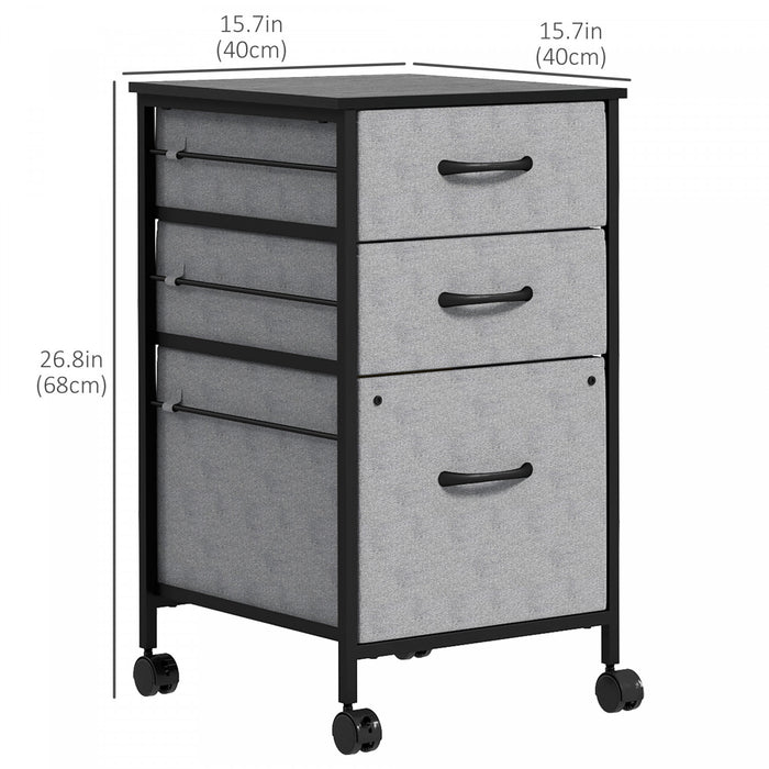 Vinsetto Mobile File Cabinet With Drawers, Hanging Bars For Letter