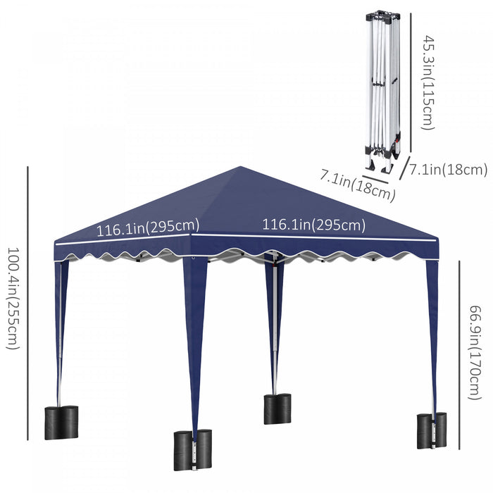 Outsunny 10' X 10' Pop Up Canopy Tent With Carry Bag Blue