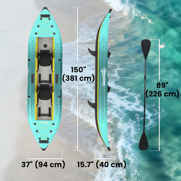 Outsunny 12'6\"x37\" Inflatable Paddle Board for Adults, Yellow and Grey