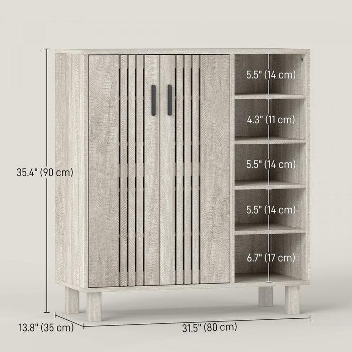 HOMCOM Shoe Cabinet with 5-tier Open Shelves for 17 Pairs Grey