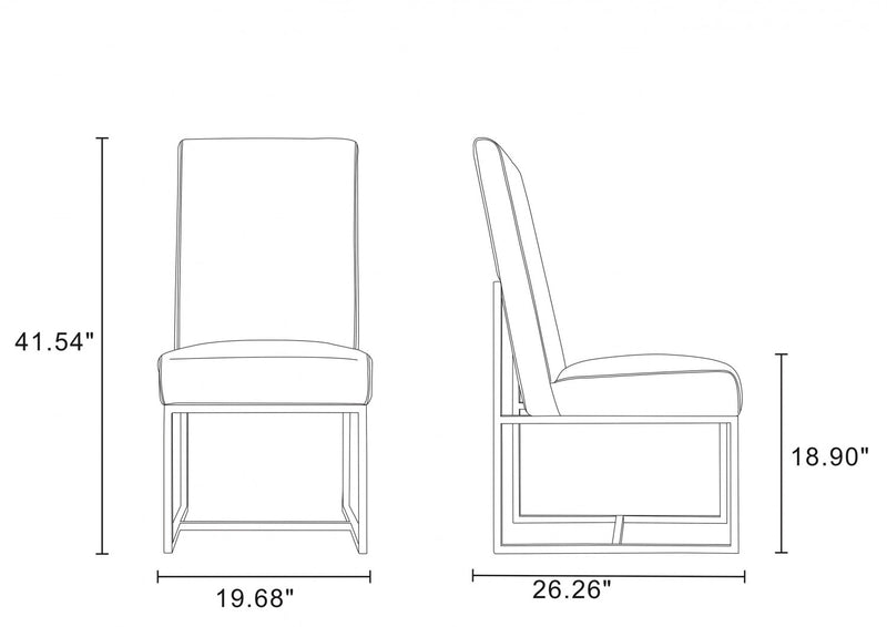 Element Modern Velvet Metal Dining Chair in Gray - Set of 2