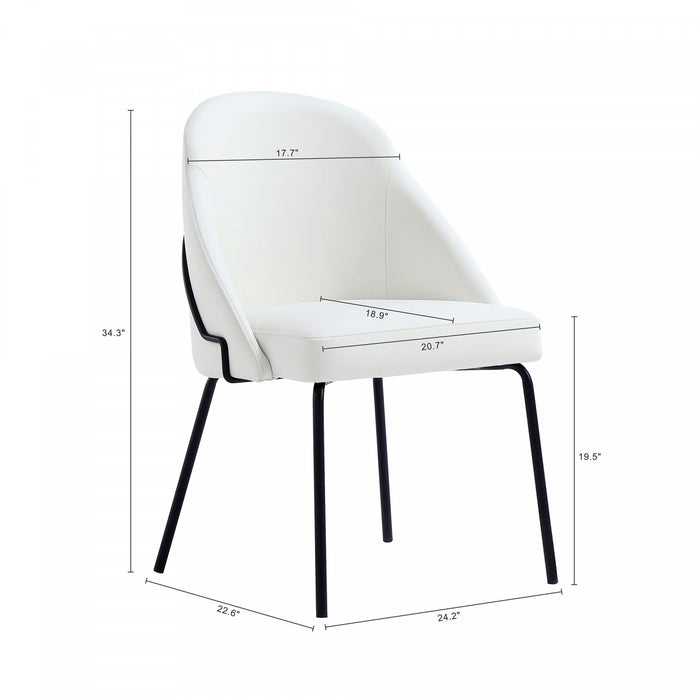 Gracie Modern Vegan Leather Metal Dining Chair in White and Black - Set of 4