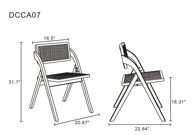 Lambinet Industry Chic Wood Folding Chair in Natural - Set of 4 Dining Chair