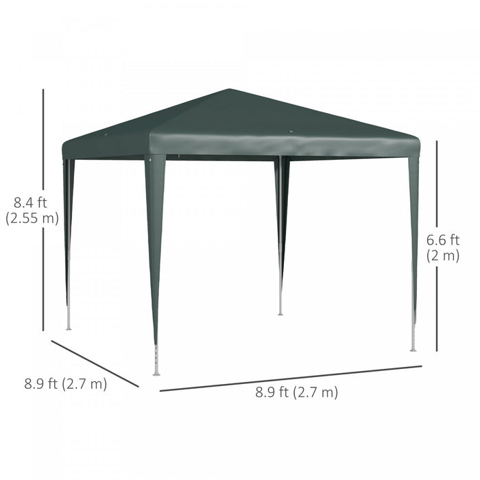 Outsunny 9' X 9' Party Tent Portable Gazebo Canopy For Weddings Parties Outdoor Sunshade With Dressed Legs, Dark Green