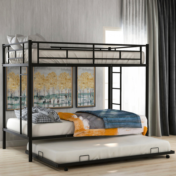 Tammy Space-saving Metal Twin Over Bunk Bed With Trundle, Black
