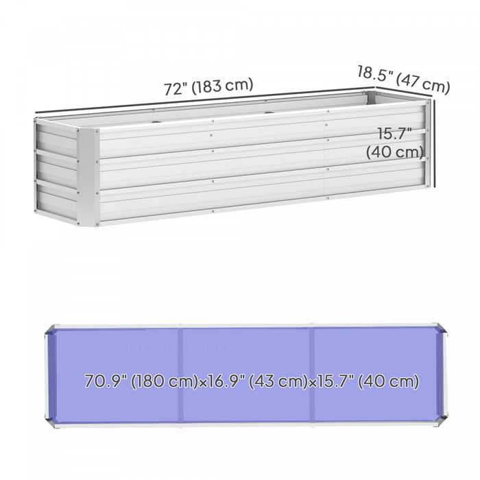 Outsunny 6' x 1.5' x 1.3' Galvanized Raised Garden Bed, Elevated Large Metal Planter Box w/ Install Gloves for Backyard, Patio to Grow Vegetables, Herbs, and Flowers, Silver