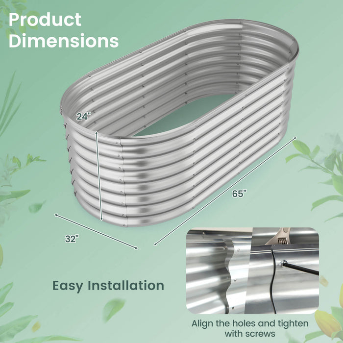 Costway 2 Pcs Raised Garden Bed Kit Planter Raised Garden Boxes Outdoor 65\" X 32\" X 24\" Silver
