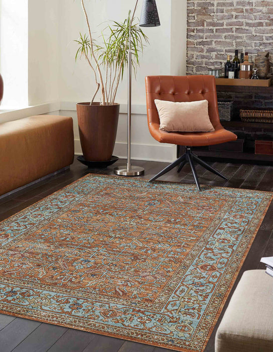 Hailey Traditional 4'0\" x 6'0\" Area Rug in Orange Indoor Area Rug