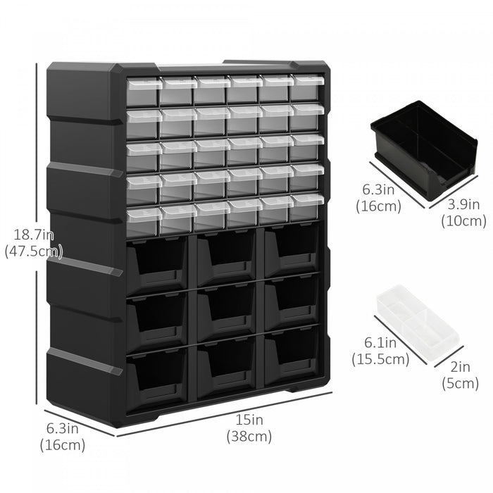Durhand Plastic 39 Drawer Plastic Parts Storage Hardware Cabinet