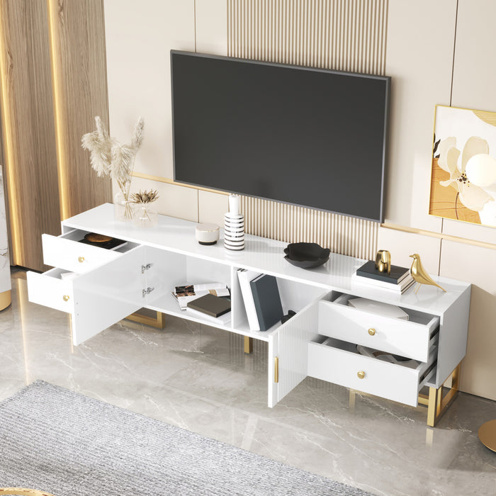 Gavin 68.8\" TV Cabinet with Storage Drawers and Media Organization Function,White Tv Stand