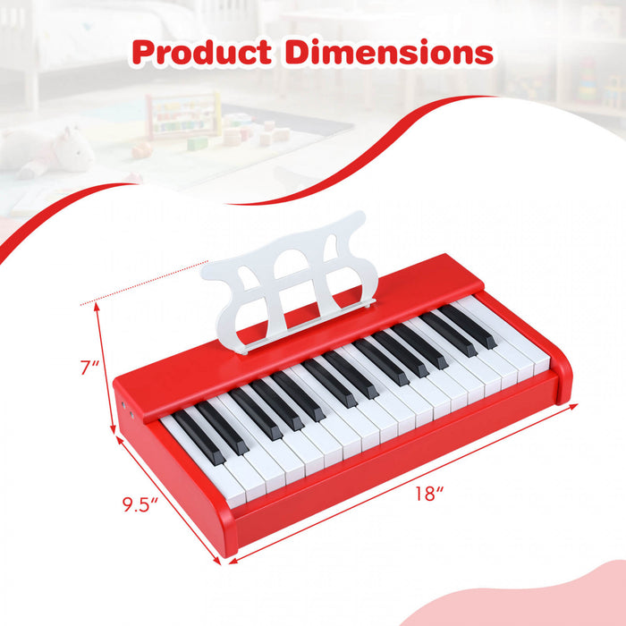 Costway 30 Keys Kids Piano Keyboard with Removable Music Stand, One-key Start Function Red