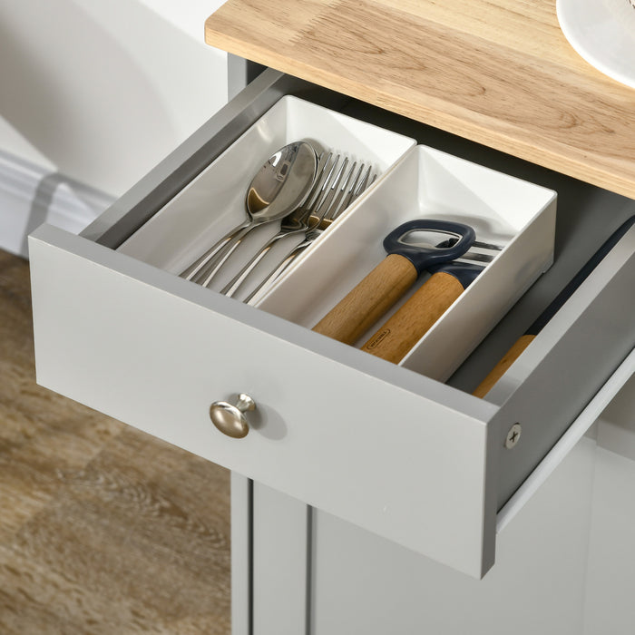 HOMCOM Coffee Bar Cabine, Kitchen Cabinet with Drawers, Grey