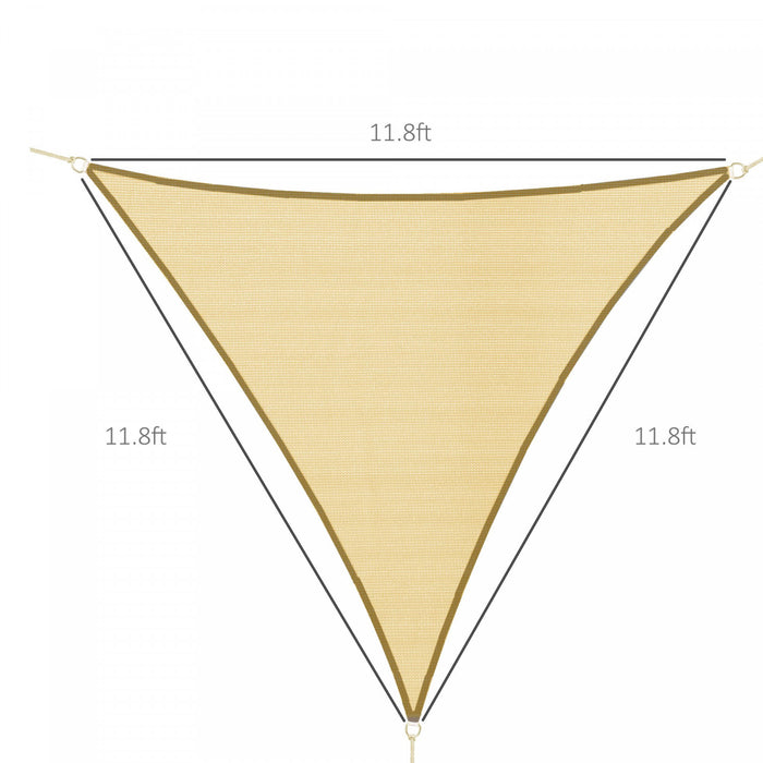 Outsunny Triangle 12' Canopy Sun Sail Shade Garden Cover Uv Protector Outdoor Patio Lawn Shelter With Carrying Bag, Sand