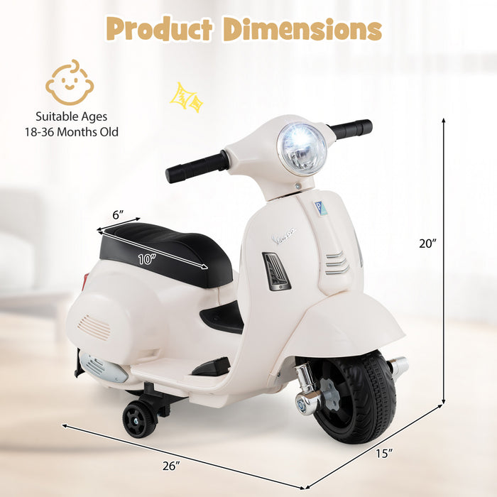 Costway Kids Ride On Motorcycle With Training Wheels Headlight Horn 6v Battery White