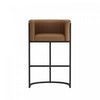 Cosmopolitan Mid-Century Modern Metal Upholstered Barstool in Chestnut | Tabouret de bar moderne mi-siecle cosmopolite en metal et tissu, finition chataigne