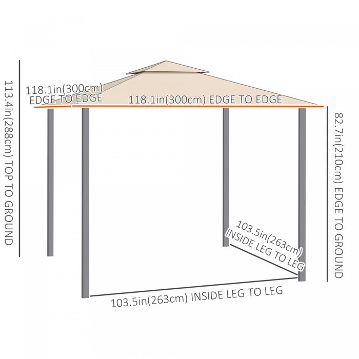 Outsunny 10' X 10' Outdoor Gazebo With Adjustable Dual Canopy, Double roof Gazebo Canopy, Three Sizes, For garden, patio, backyard, Deck, Porch