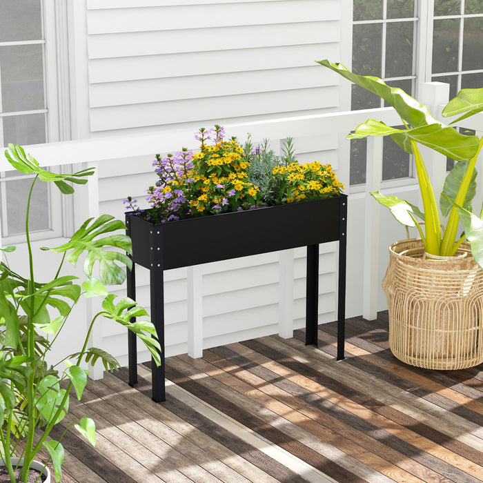 Costway 40\" Raised Garden Bed With Legs Metal Elevated Planter Box Drainage Hole Backyard