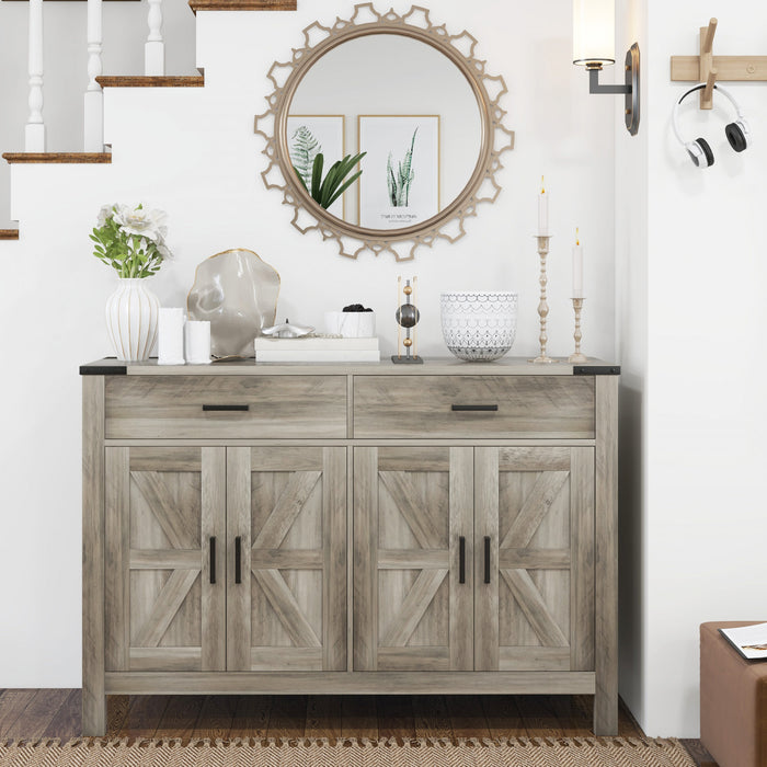 HOMCOM Sideboard Buffet Cabinet w/ Drawers and Shelves, Farmhouse Sideboard