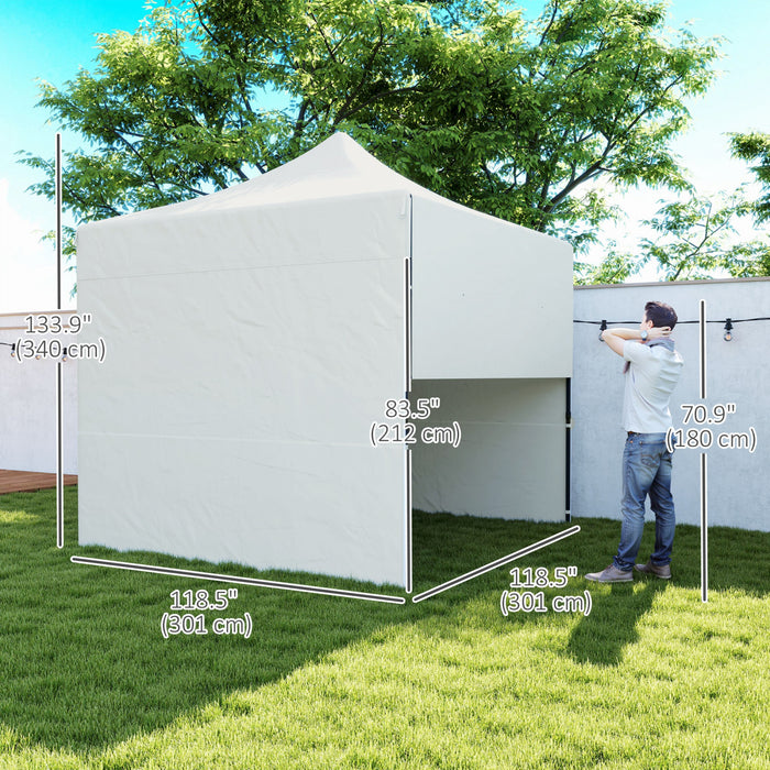 Outsunny 10' X 10' Pop Up Canopy Tent With Awning And Sidewalls, Upf50+