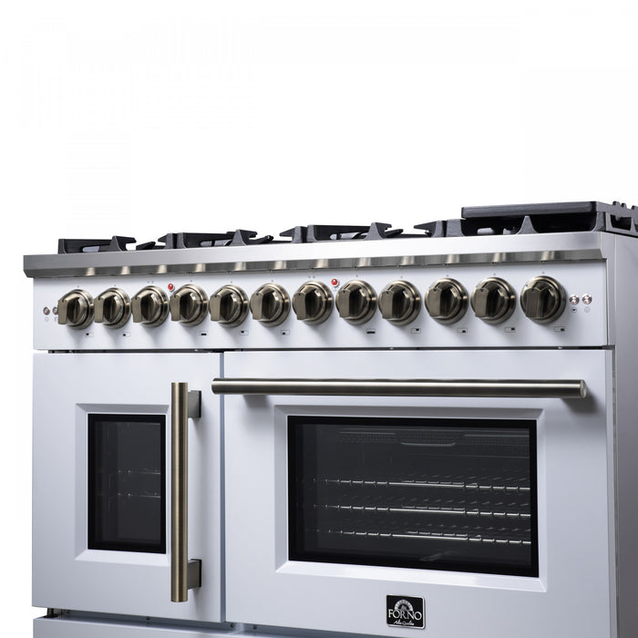 Forno Capriasca 48\" French Door Dual Fuel Range, White, 6.58 cu. ft. - FFSGS6387-48WHT