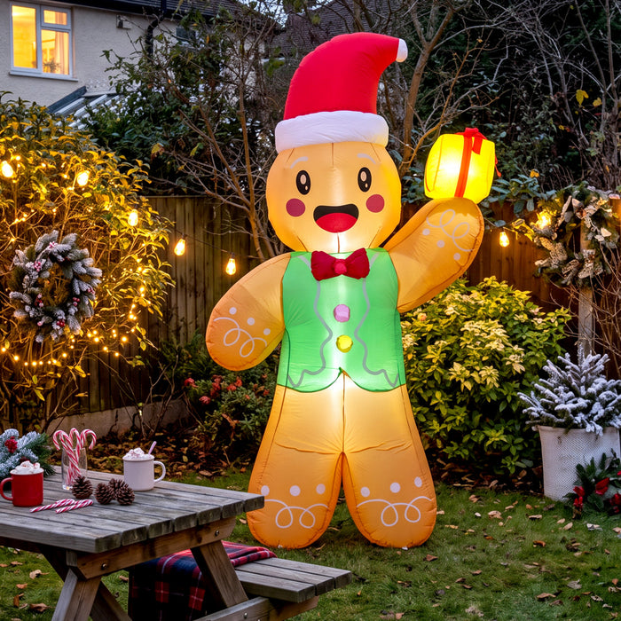 Outsunny 8.2ft Christmas Inflatable Gingerbread Man, Light Brown
