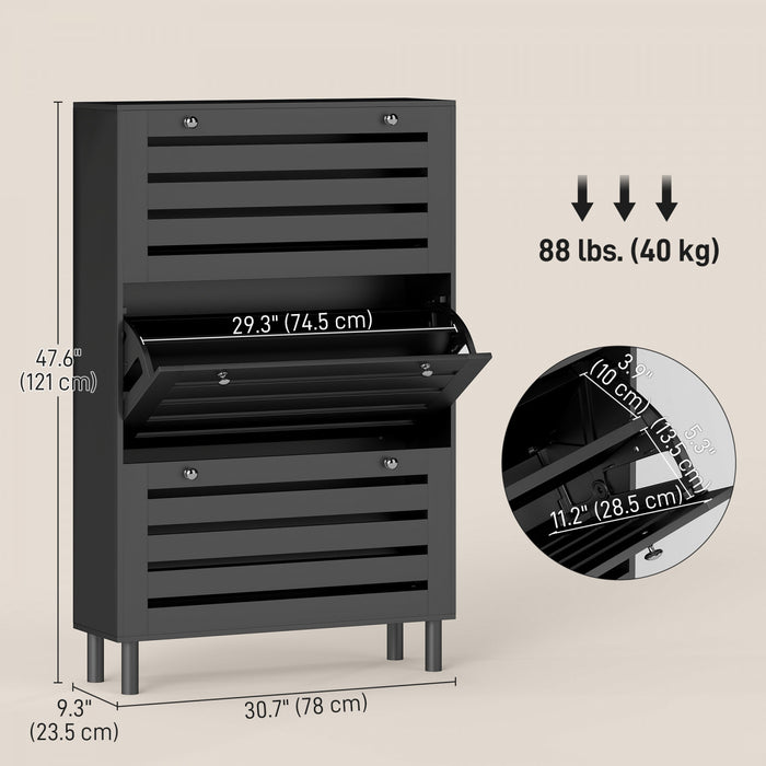 HOMCOM Shoe Storage Cabinet with Adjustable Shelves, Black