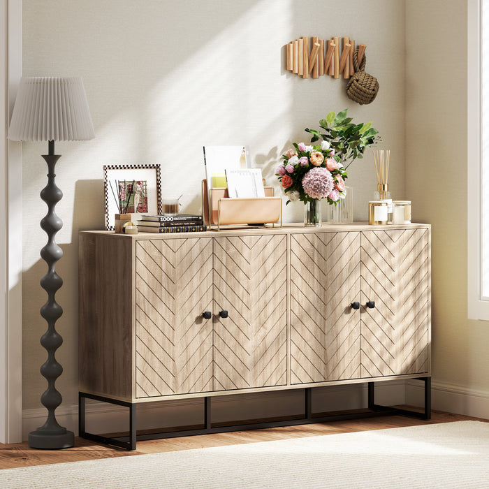 HOMCOM Sideboard Buffet Cabinet, Coffee Bar Cabinet, Oak