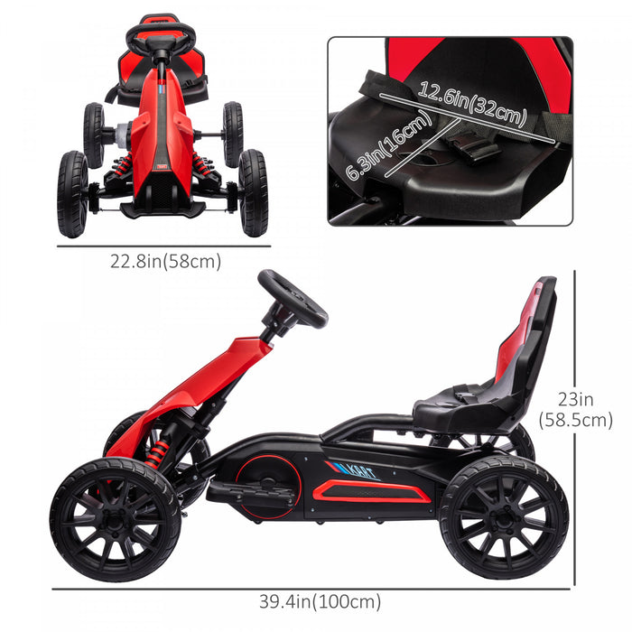 Aosom Electric Powered Ride-On Go Kart, 12v Outdoor Racer Car For Kids, With Forward Backward, Adjustable Speed, Ages 3-8 Years Old, Red