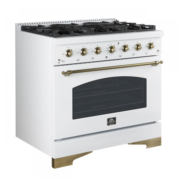 Forno Antico 36\" Dual Fuel Gas Range, White, 4.5 cu.ft. - FFSGS6113-36WHT