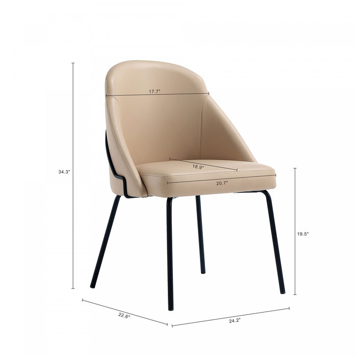 Gracie Modern Vegan Leather Metal Dining Chair in Tan and Black - Set of 4