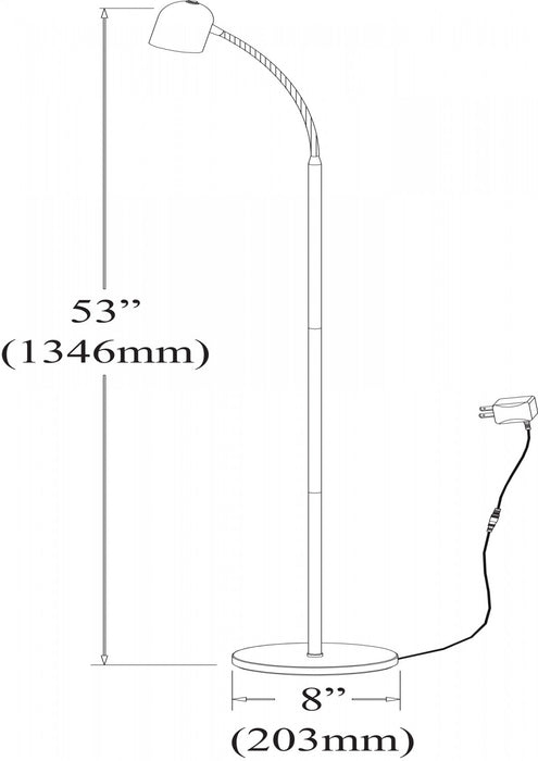 Dainolite LED Floor Lamp 5w Satin Black Finish