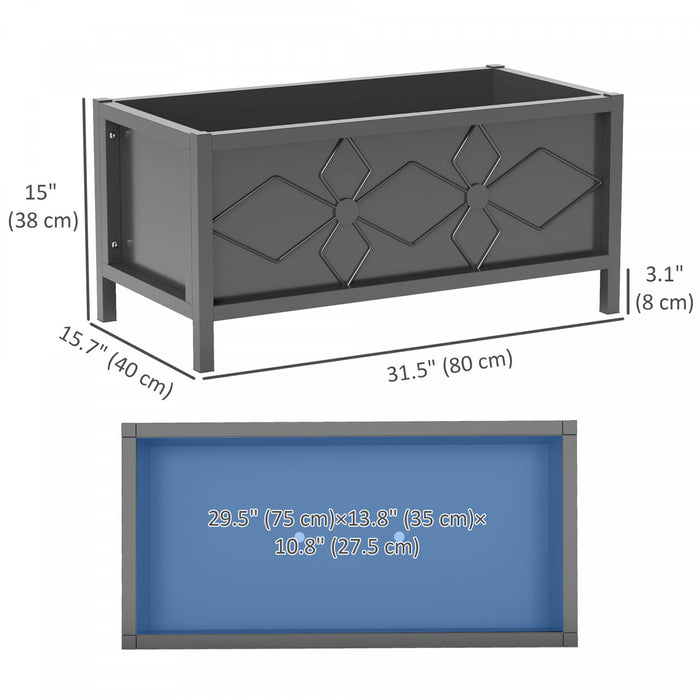 Outsunny Galvanized Planter Box with Drainage Holes, Metal Garden Bed for Flowers