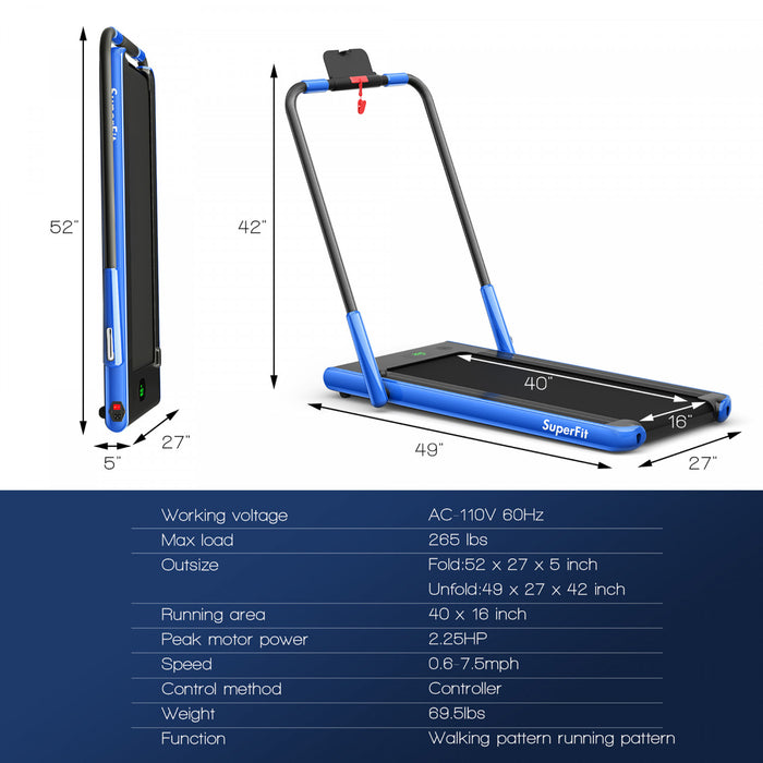 Superfit 2.25hp 2 In 1 Folding Under Desk Treadmill Remote Control App