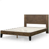 Tonja Wood Platform Bed with Headboard in Brown - Full Size | Tonja lit plateforme en bois avec tête de lit brun - Double