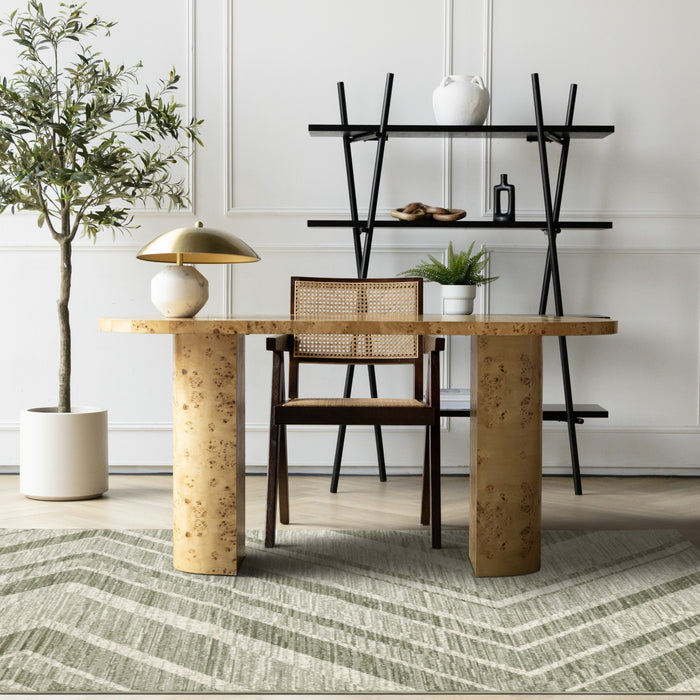 Florence Green White Distressed Chevron Design Rug, 6'7\" x 9'6\" Indoor Area Rug