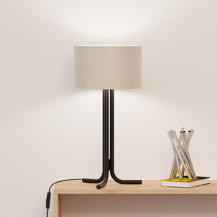 20\" Black Table Lamp with Cylindrical Shade