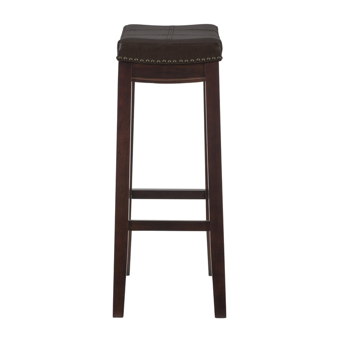 Claridge Faux Leather Backless Barstool - Browm