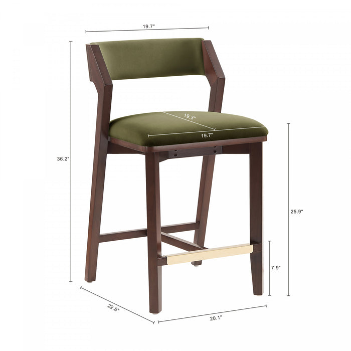 Patricia Modern Wood Upholstered Counter Stool in Turtle Green - Set of 3
