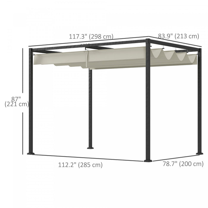 Outsunny 10' X 7' Patio Pergola With Retractable Canopy, Cream White