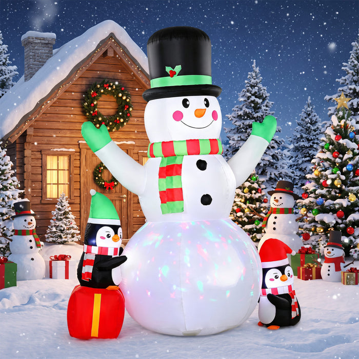 Outsunny 8FT Christmas Inflatables Snowman, Outdoor Decorations w/ LED