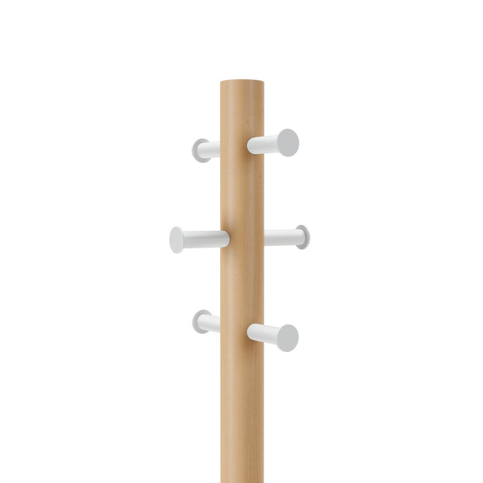 Umbra Modern Wood Pillar Stool and Coat Rack - White and Natural