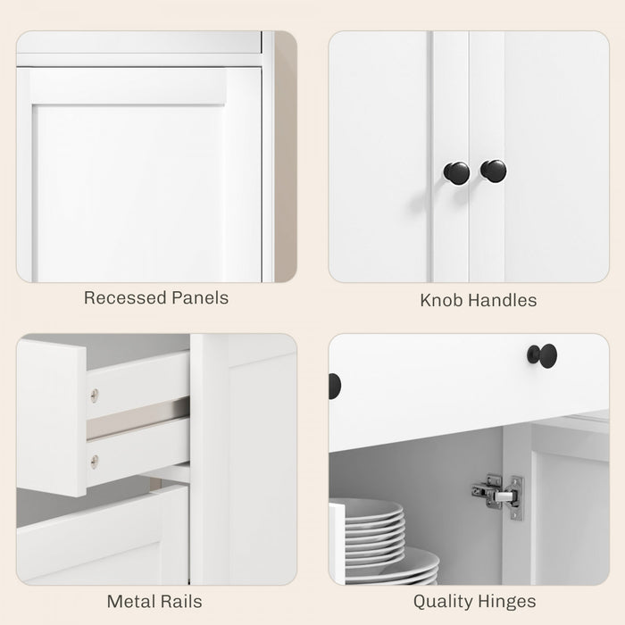 HOMCOM Sideboard Cabinet with Storage Drawers Adjustable Shelves White