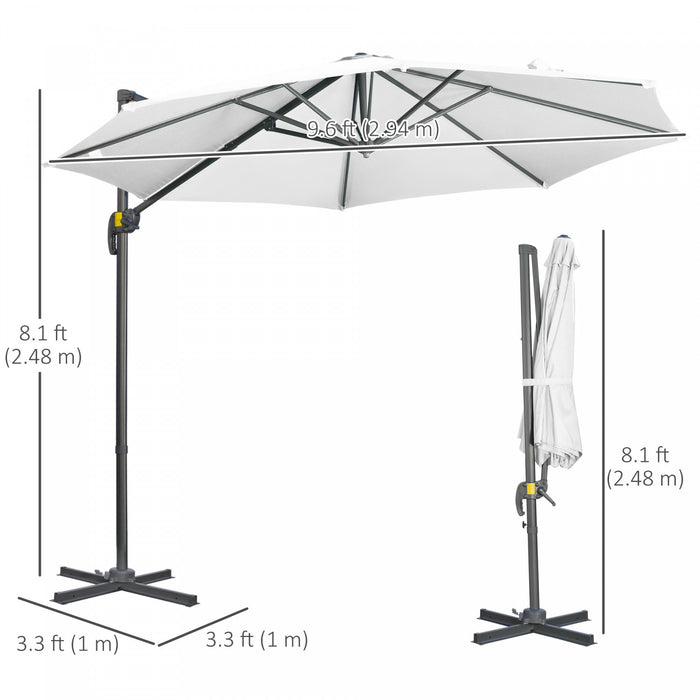 Outsunny ⌀ 9.6' Patio Hanging Offset Umbrella Aluminum Pole, 360° Rotation