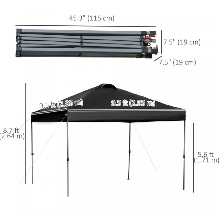 Outsunny 10' X 10' Pop Up Canopy Tent With Airy Top Vent And Bag, Black