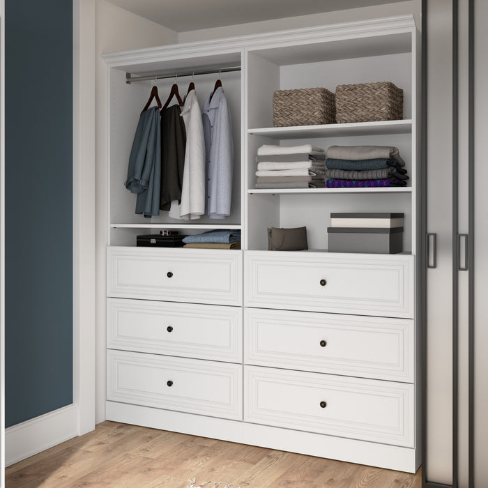 Bestar Versatile 72 W Closet Organizer with Drawers - White