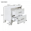 Sophia High Gloss Nightstand with 2 Drawers and Metal Handles,White | Sophia table de chevet laquee brillante avec 2 tiroirs et poignees en metal, blanc