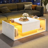 Evan Coffee Table with LED Lighting and Glass Top,White | Evan table basse – table avec eclairage LED et plateau en verre, blanc