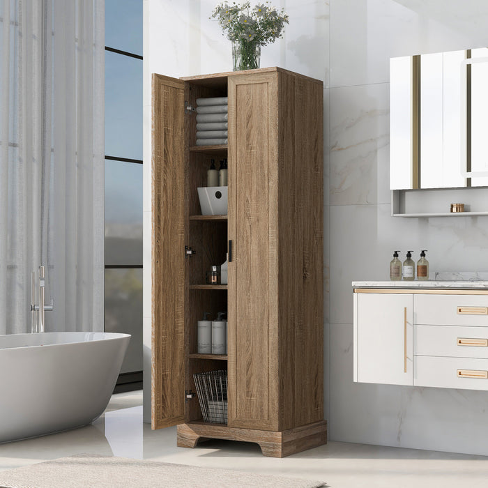 Liam Multi-Functional Storage Cabinet with Doors and Adjustable Shelves,Brown Accent Cabinet
