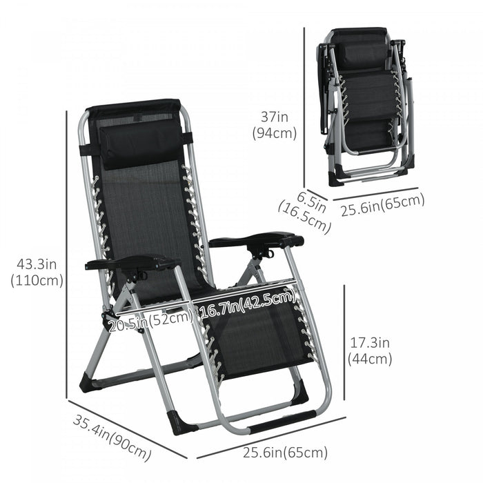 Outsunny Reclining Zero Gravity Chair, Folding Sun Lounger With Cushion